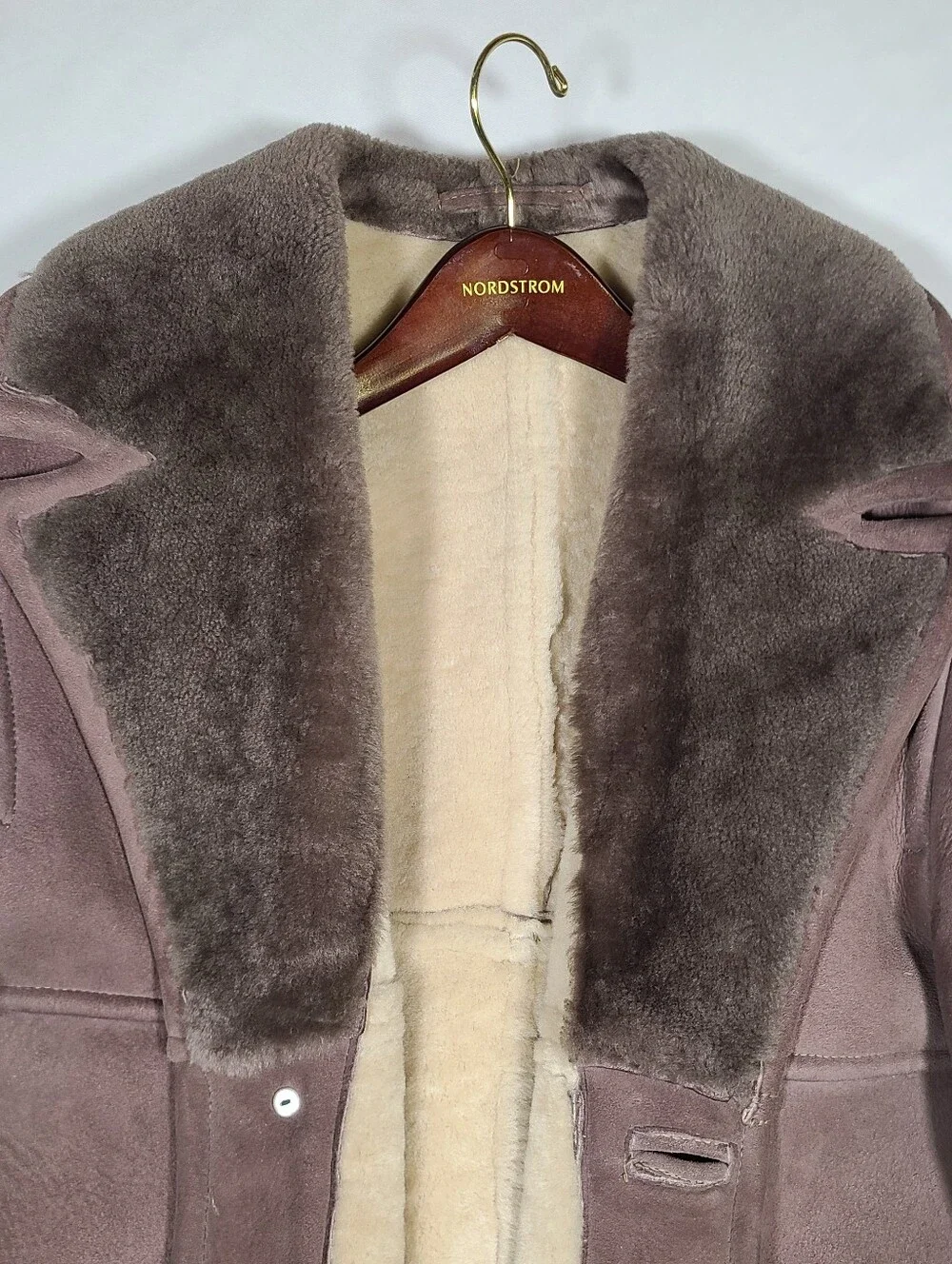E1 Vintage 1980s Shearling Sheepskin Leather Coat Size 42 Rare
